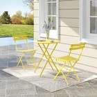 3 Piece Bistro Furniture Set Garden Folding Table Chairs Outdoor Patio Yellow