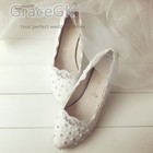 Lace White Ivory Crystal Women s Wedding Shoes Bridal Flats Low High Heel Pump