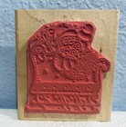 Santa Claus On Sleigh Wood Mounted Rubber Stamp Waving Santa Christmas Dots New