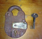 Vtg Antique Iron Padlock Barrel Key Arabic Turkey Jail Bank Lock Handmade Signed