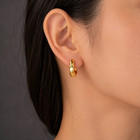 14k Solid Yellow Gold Wavy Huggie Hoop Earrings 16mm For Women Fine Jewelry