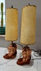 Rare Pair 1950   s Mccoy Western Cowboy Boots Lamps With Fiberglass Shades