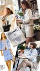Chanel 07s Ivory Wash Blue Denimtrim Cottontweed Jacket Cc Gold Buttons 36 40