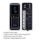 Cyberpower Intelligent 1500va Mini-tower 12-outlet Ups With 2x Usb Ports