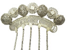 Hair Comb Pair Silver Tone Vintage Handcrafted Metal Filigree Ball European