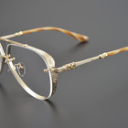 C Hearts Gold Aviator Clear Lens Eyeglasses Oversized Metal Frame Vintage Style