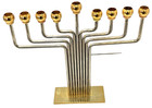 Vntg Judaica 24kt Gold   Silver Hanukkah Menorah Judaism Israel Jewish Chanukah