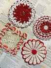 Four Sweet Handmade Crocheted Potholders Hot Pads Flower