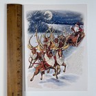 Vintage Christmas Greeting Card Santa s Sleigh Unused  5 5 8 
