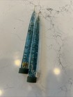Light Blue Lucite Taper Candlesticks By Gregorian  8 Inch  Gold Flakes