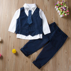 Child Boys 4pcs Formal Suit Gentleman Shirt With Long Pants And Bowtie Outfit