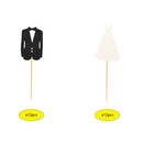 24pcs Bride And Groom Cupcake Toppers Wedding Dress And Tux Cupcake Picks Bridal