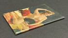 Vintage Risque Pocket Mirror   Shapely Nude Redhead With Fan