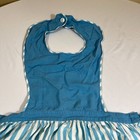 Vintage Blue White Striped Bib Apron Pockets Cottagecore Picnic Retro Kitchen