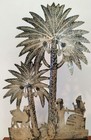 Rare Antique Iraque Niello Silver Staute Palm Trees Arabs Handcrafted