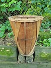 19th C Large Antique Shaker Produce Basket Wooden Staves Primitive Rustic Farm
