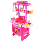 Kids Girls Kitchen Chef Pretend Play Set Cooking Toy Lights Sound Christmas Gift