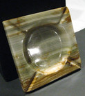 Vintage Polished Onyx Marble Natural Stone 6 1 4  Square Heavy Ashtray