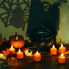 6 Pcs Halloween Orange Led Tea Light Candles Rechargeable Flickering Flameless P