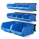  Wall Mounted Storage Bins  Wall Storage Bins Parts Rack 10 10bins 3rails Blue
