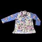 Vintage Floral Blazer Jacket Button Up Medium Romantic Blue Yellow 90s Cottage