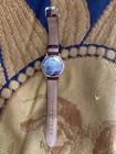 Disney Mickey Mouse Watch Vintage Gold Tone  Genuine Leather Works 