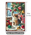 Vintage Christmas Kitten Gifts Metal Tin Sign Rustic Wall Art Decor 8x12 Inch 