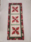 Handmade Quilted Christmas Joy Poinsettia Runner Wall Hanging 44 X 18 Holiday