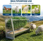 5ft Pasture Hay Feeder  Galvanized Steel 2-in-1 Hay   Grain Feeder