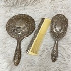 Vintage Vanity Silver Plated Set - Mirror Hair Brush And Comb Victorian