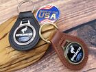 New Rare Vintage 70s Black Ford Bronco Truck Car Leather Key Chain Ring Fob Nos