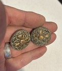 Rare Pair Art Deco Victorian Wall Sconce Light  Fixture Mount Cast Button Finial