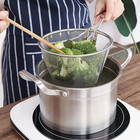 1pc Stainless Steel Silver Deep Fry Basket Round Strainer With Handle - New