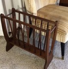 Magazine Rack Vtg Mid Century Danish Modern Large Rack Spindle Wood Walnut teak
