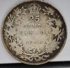 Canada 1918 25 Cents Sterling Silver Coin
