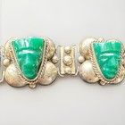 Vintage Mexican Sterling Silver Green Onyx Bracelet Taxco Style 33 5 Grams 7 25   