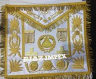 Masonic Grand Master Apron   Chain Collar Handmade Gold Bullion White Velvet