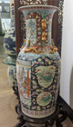 Vintage Hand Painted Chinese Warrior Dragon Handles Porcelain Floor Vase-37 h