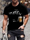 Men s Beer Patterned Printed T-shirt  Casual Short Sleeved Round Neck T-shirt  O