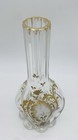 Antique French Legras Clear Glass Loved Footed Vase Gold Enamel Gilding