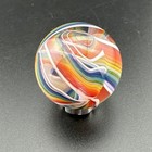 Contemporary Handmade Art Glass Marble 1 11  Chaotic Rainbow   Clear Swirl Mib