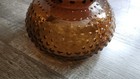 Amber Glass Hobnail Parlor Lamp Light Shade 7    Fitter Ruffle Rim Vintage Antique