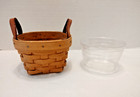 Longaberger Thyme Mini Booking Basket Leather Handles Plastic Protector 1997
