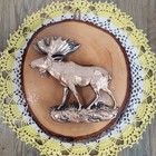 Vintage Copper Moose Wood Slice Plaque Wall Hanging Rustic Cabin Lodge Decor 3d