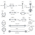 150pcs Body Piercing Jewelry Lot 14g 16g 20g Stainless Steel Nose Lip Tongue    