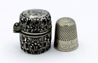Fancy Antique Webster Sterling Thimble Holder case   Sterling Thimble  985