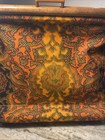 Vtg Folding Knitting Sewing Caddy Yarn Bag With Wood Frame Mcm