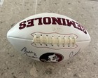 Bobby Bowden And Jimbo Fisher Signed Fsu Logo Football - Authenticity Guarentee