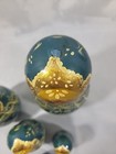 Vintage Russian Matryoshka Nesting Dolls Hand Painted Blue Floral Set Of 5 Dolls
