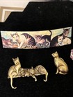 Cat Kitten Jewelry Lot Pin Barrett Earrings